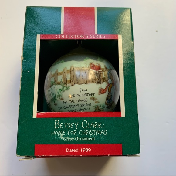 Vintage Betsy Clark Home For Christmas 1989 glass ornament.  Hallmark- New/box - Picture 2 of 6